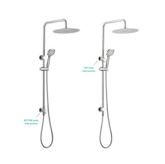 Round Dual Shower Rail with Universal Water Inlet - Chrome
