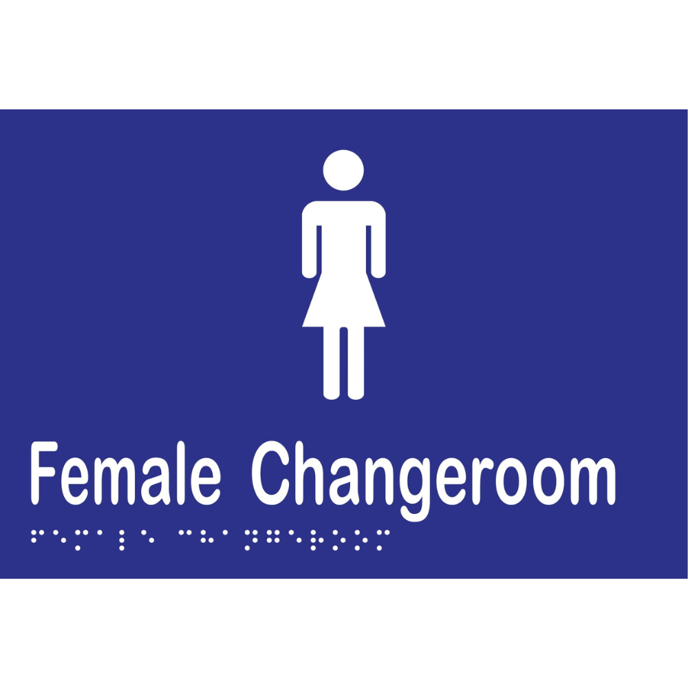 Female Changeroom Braille Sign in Blue Vinyl - MLS16265_BLU