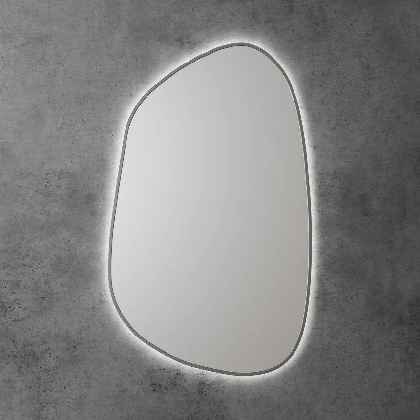 Pebble Shape LED Mirror Touchless switch with Demister 550x900mm - Frameless / with Frame