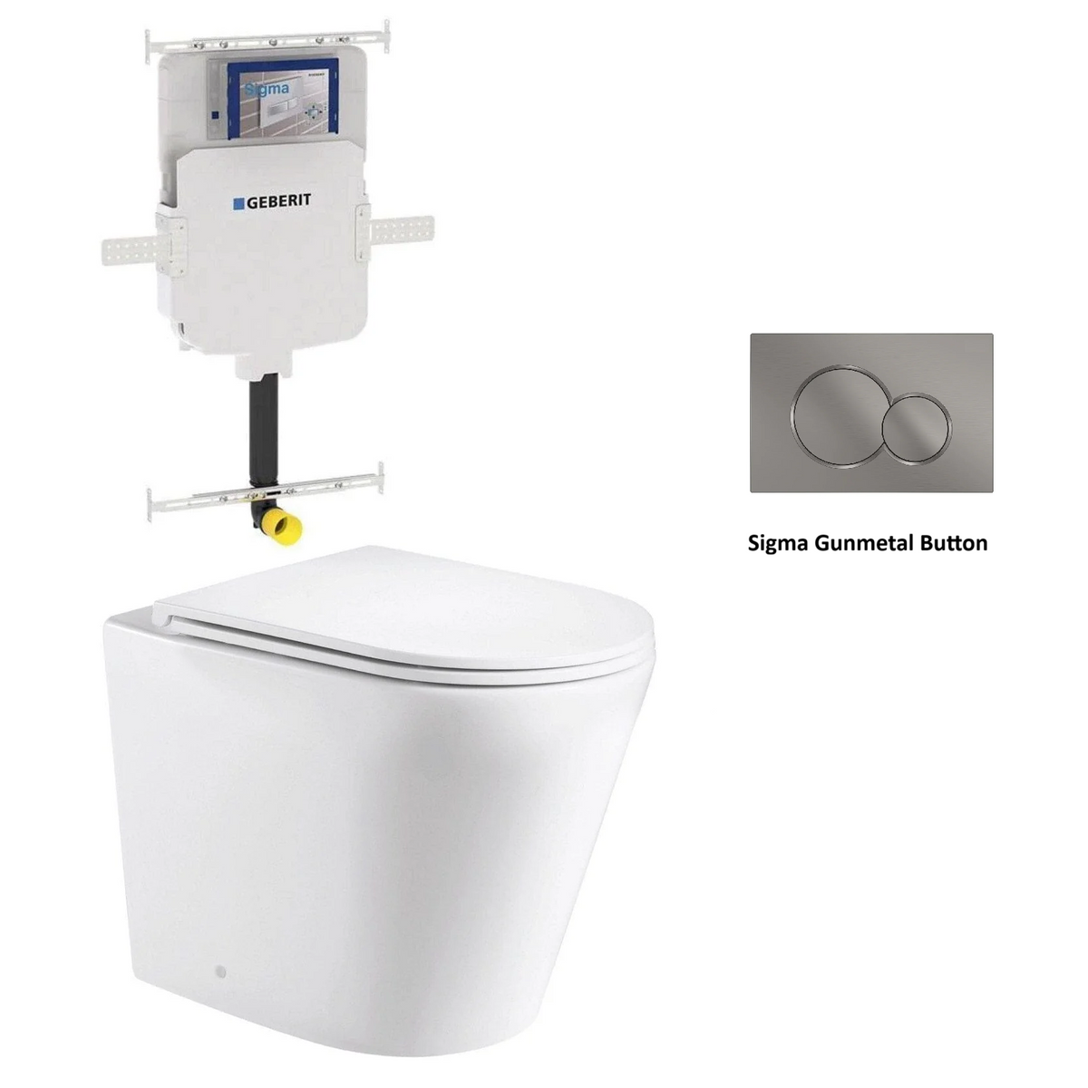 Geberit In Wall Package - Tornado Rimless Floor Pan, Inwall Cistern and Button