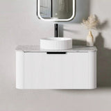 BV28WH Matte White Fluted Curve Wall Hung Vanity - 900 / 1200 / 1500mm