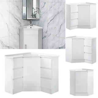 BV41 Gloss White Freestanding Corner Vanity - 410 / 600 / 900mm