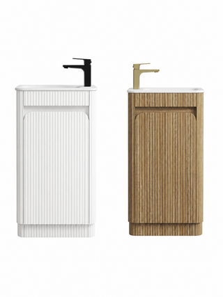 BV91 Compact Fluted Floor Mounted Ensuite Vanity 450x295mm - Various Colours