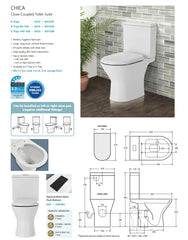 Closed Coupled Rimless Flush Skew Pan Connection Toilet Suite with Soft Close Seat - White (4 Star)