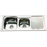 Double Bowls with Drainer Topmount Kitchen Sink 1080x480mm - Stainless Steel