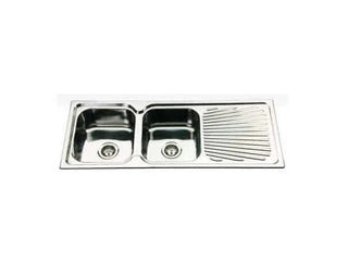 Left/Right Double Bowls with Drainer Top Mount Kitchen Sink 1180x480mm - Stainless Steel