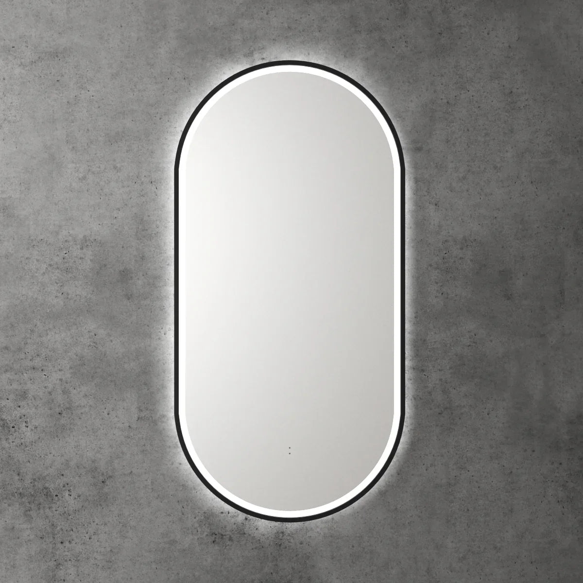 Pill Shape LED Mirror Touchless switch with Demister 450x900mm - Frameless / with Frame
