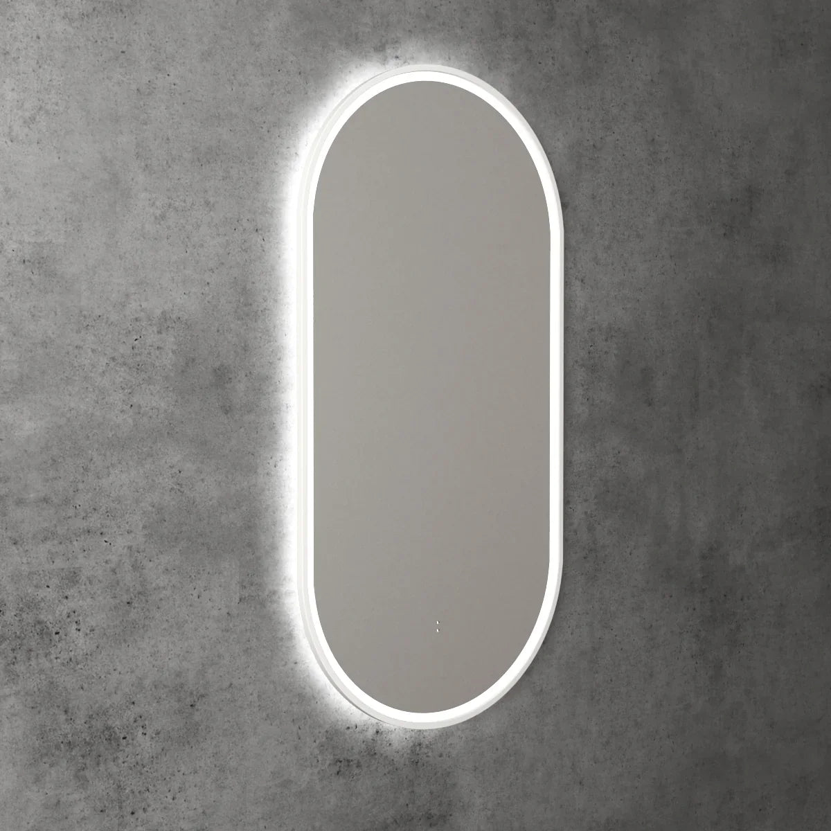 Pill Shape LED Mirror Touchless switch with Demister 450x900mm - Frameless / with Frame
