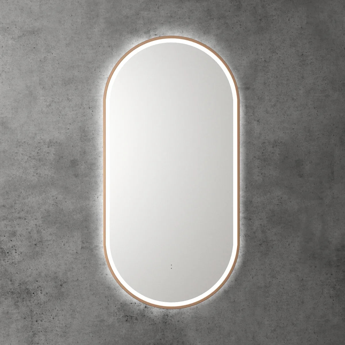 Pill Shape LED Mirror Touchless switch with Demister 450x900mm - Frameless / with Frame