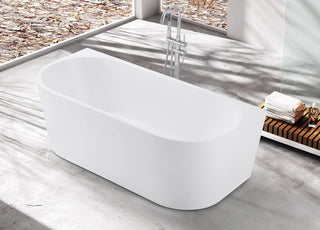 Milan Rectangle Back to Wall Freestanding Bath 1500mm - Gloss White