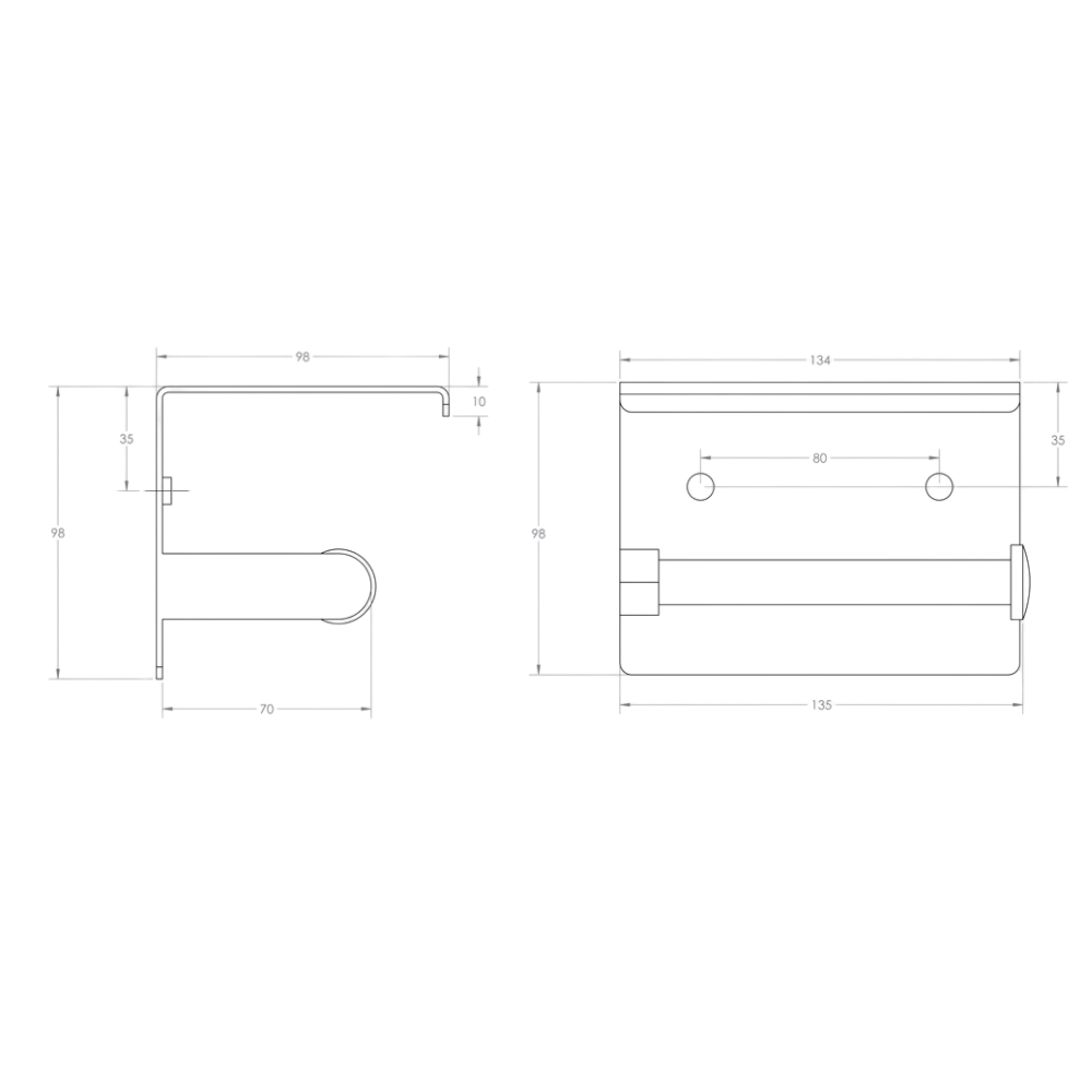 Single Toilet Roll Holder with Shelf in Graphite - ML268_TRH_GRAPHITE