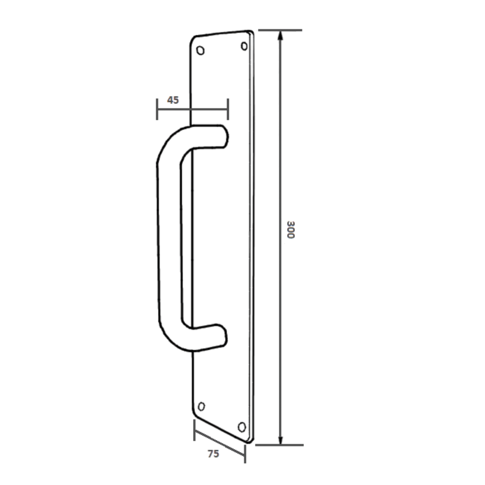 Pull Handle with Plate in Satin Stainless Steel - ML4059