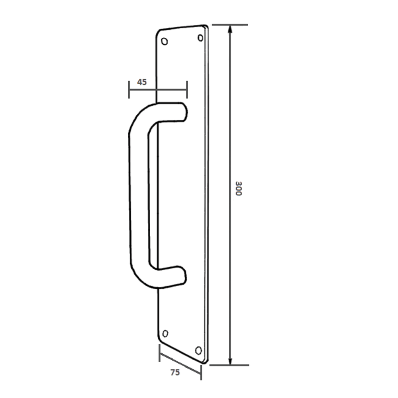 Pull Handle with Plate in Satin Stainless Steel - ML4059