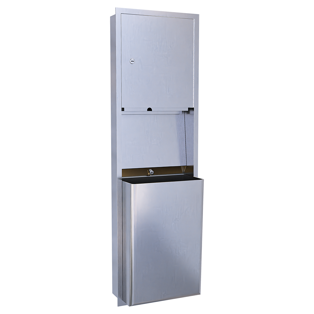 Recessed Paper Towel Dispenser & Waste Receptacle in Satin Stainless Steel - ML705_REC_MK2