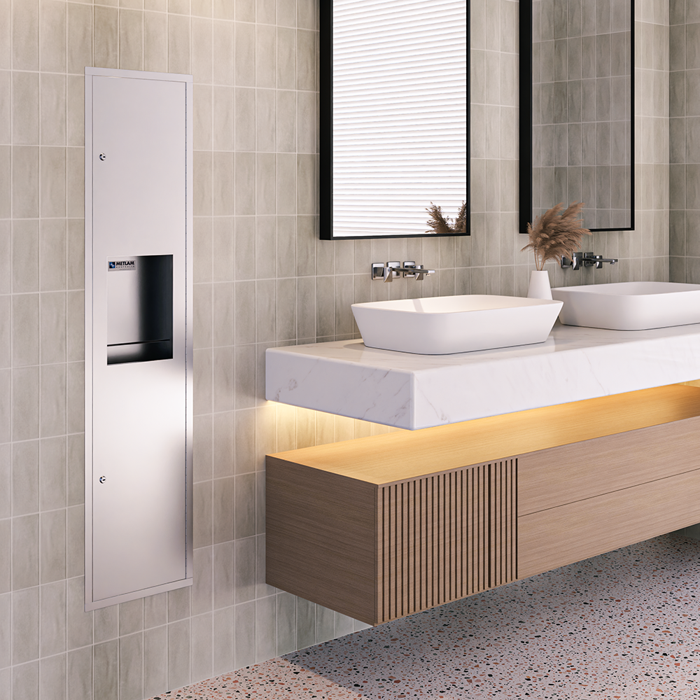 Recessed Paper Towel Dispenser & Waste Receptacle in Satin Stainless Steel - ML706_REC_MK3