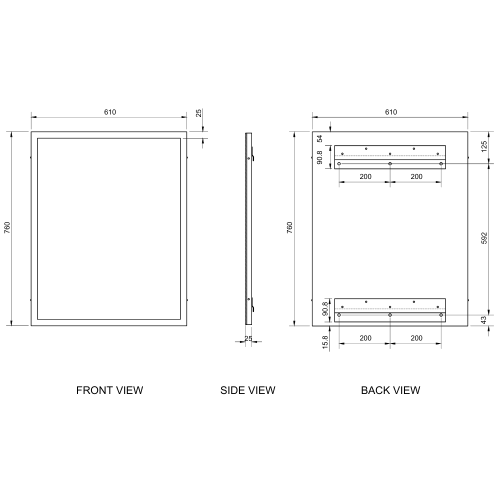 760mmH x 610mmW Framed Mirror in Satin Stainless Steel - ML771_3