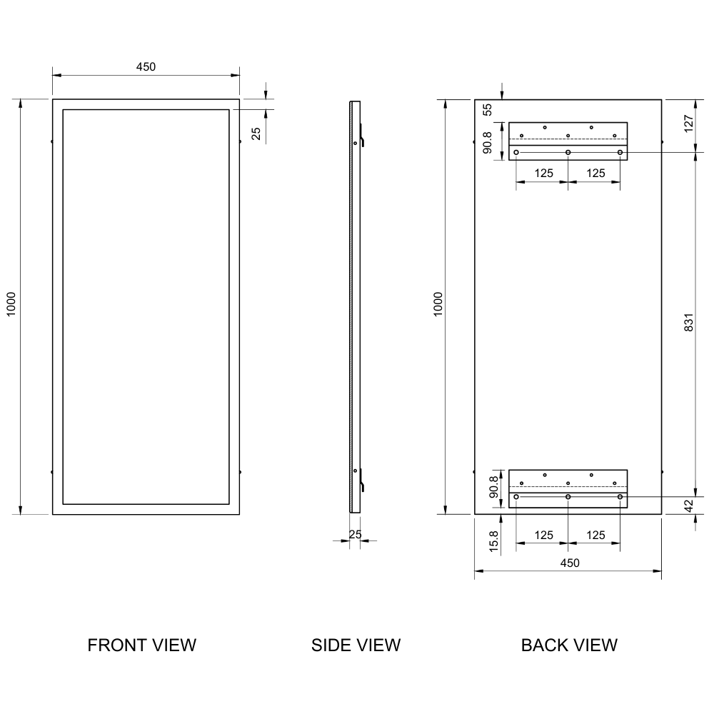 1000mmH x 450mmW Framed Mirror in Designer Black - ML771_5_DESIGNER