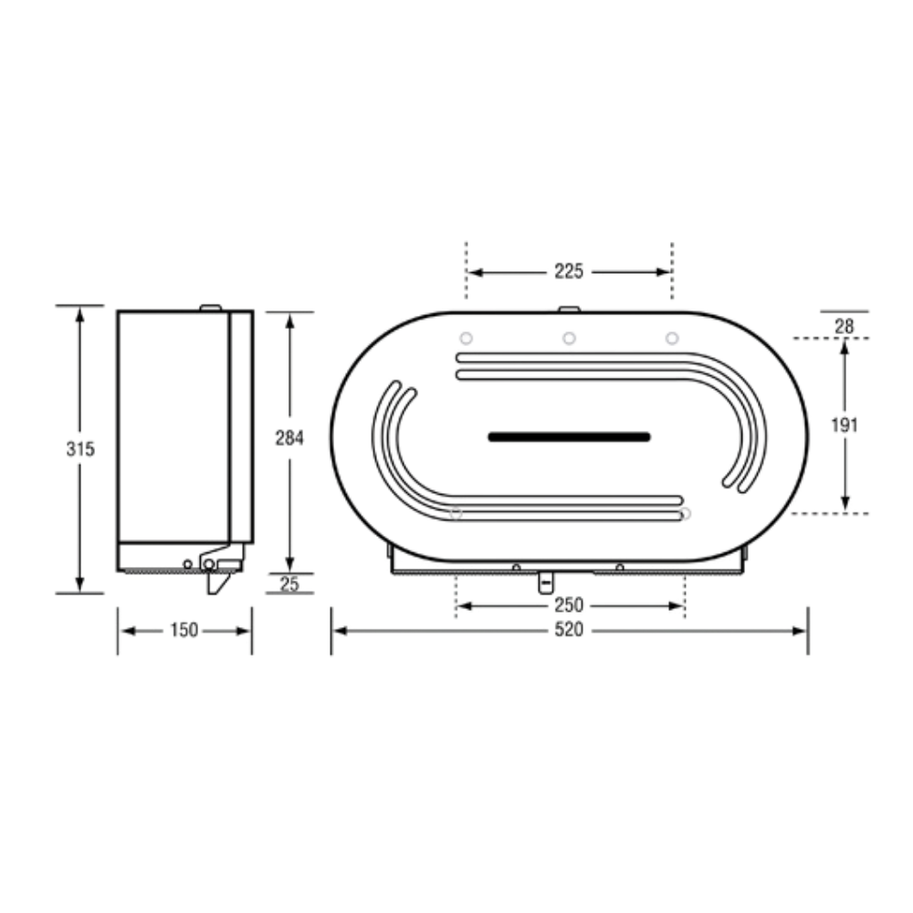 Double Jumbo Toilet Roll Dispenser in Designer Black - ML841DBL_DESIGNER