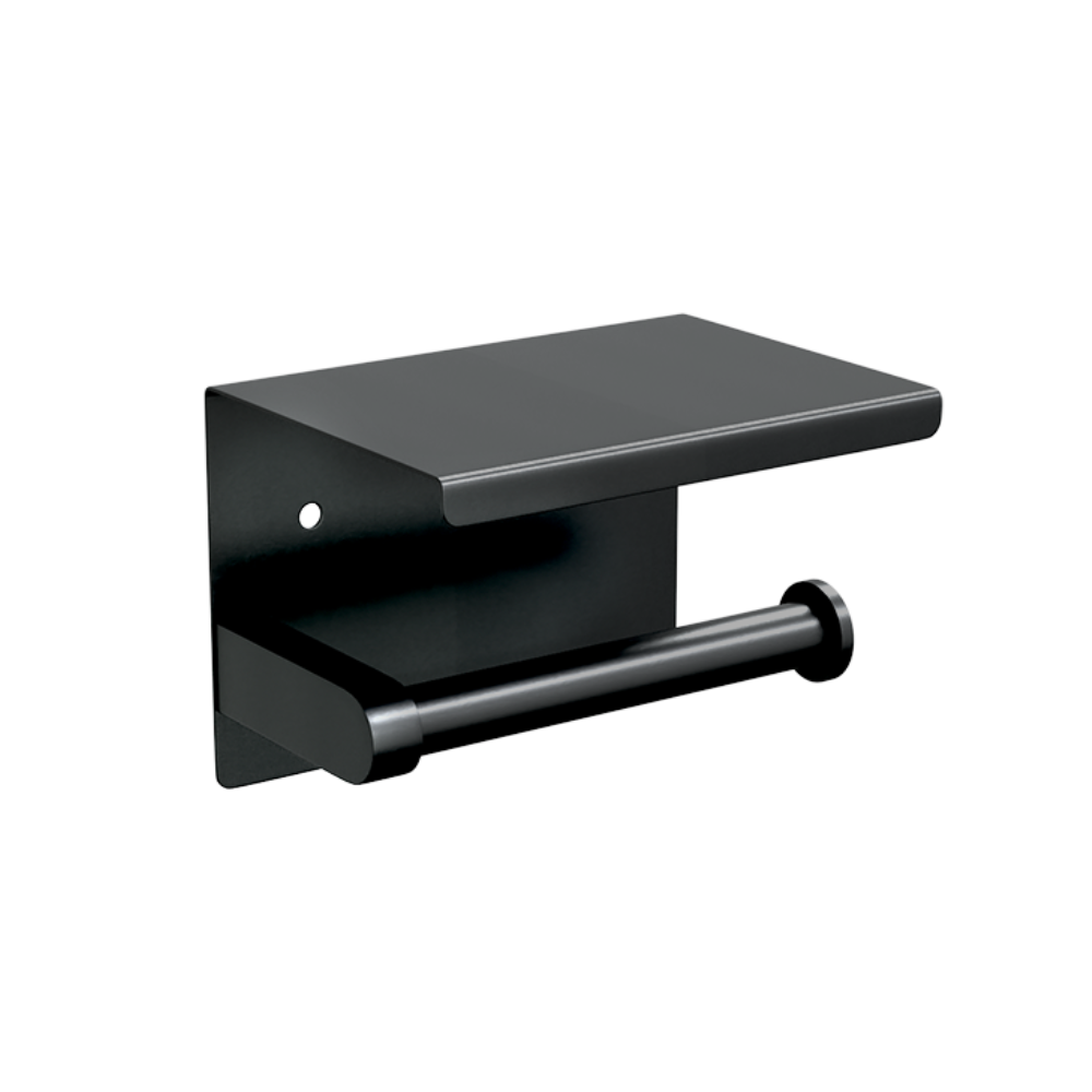Single Toilet Roll Holder with Shelf in Designer Black - ML268_TRH_DESIGNER