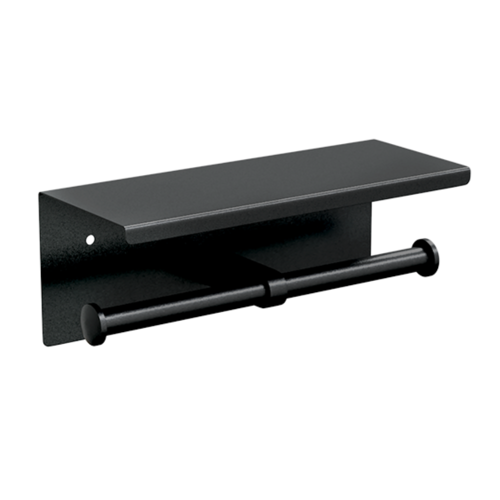 Double Toilet Roll Holder with Shelf Top in Designer Black - ML269_TRH_DESIGNER