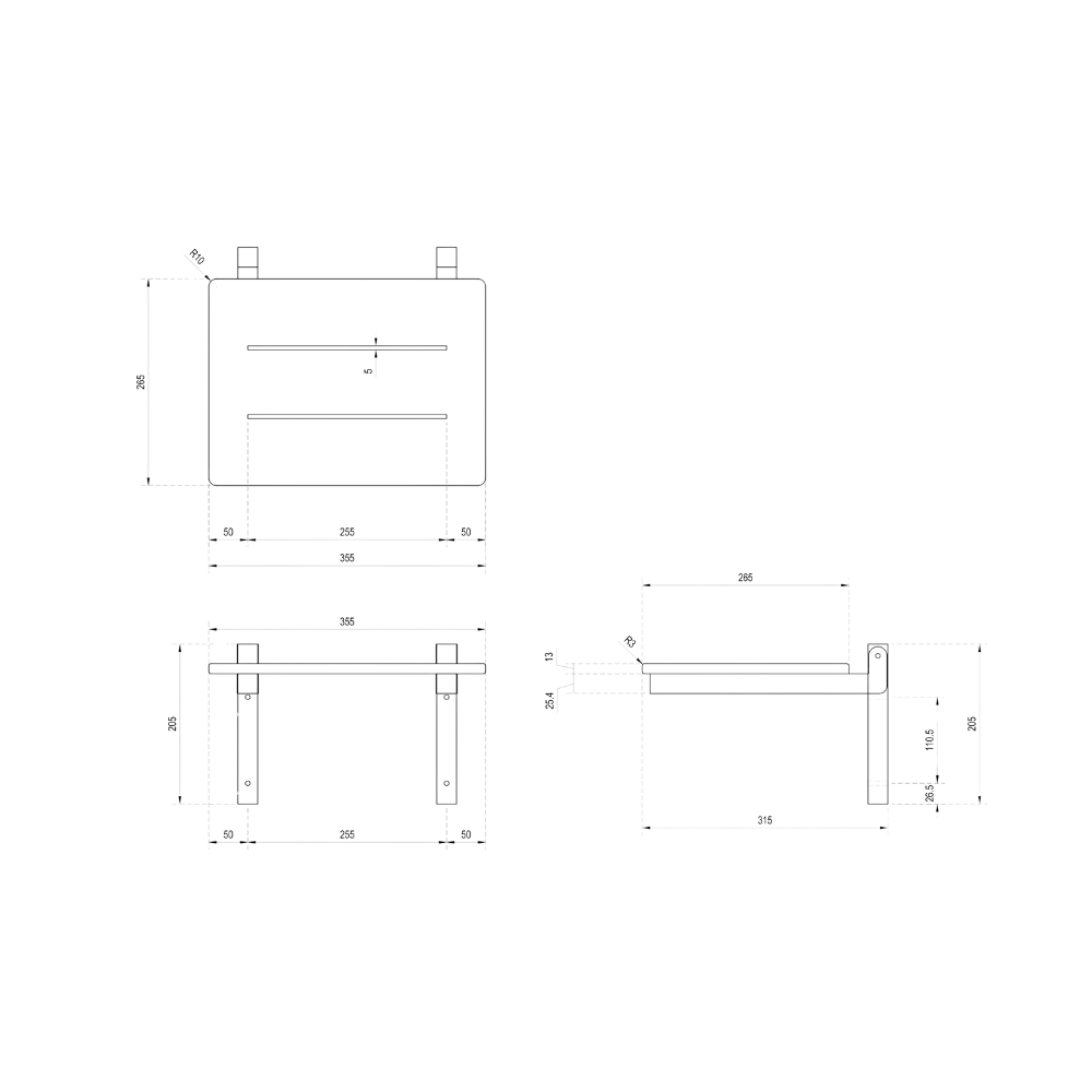 Folding Shower Seat in Compact Laminate - ML992_CL
