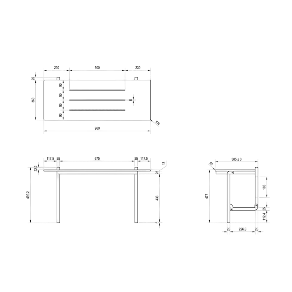 Accessible Folding Shower Seat in Designer Black - ML995_CL_DESIGNER