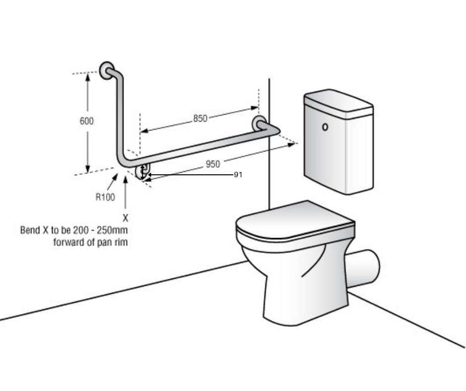 90° Flush Mount Side Wall RH Grab Rail in Satin Stainless Steel - MLR104X_SS