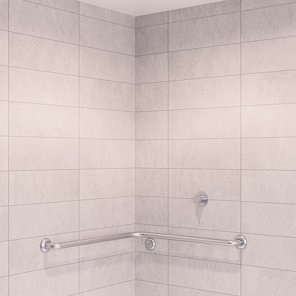 Corner Wall Flush Mount LH Shower Grab Rail in Satin Stainless Steel - MLR109_SS