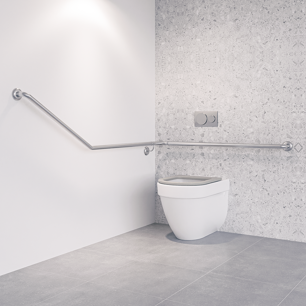 30° Flush Mount Wrap Around Modular Grab Rail RH in Satin Stainless Steel - MLR114MOD_SS