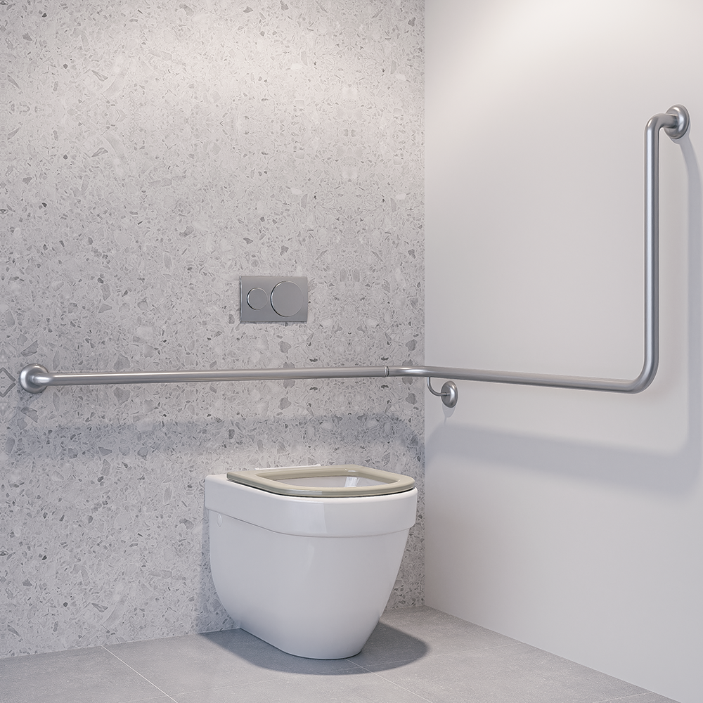 90° Flush Mount Wrap Around Modular Grab Rail LH in Satin Stainless Steel - MLR115MOD_SS