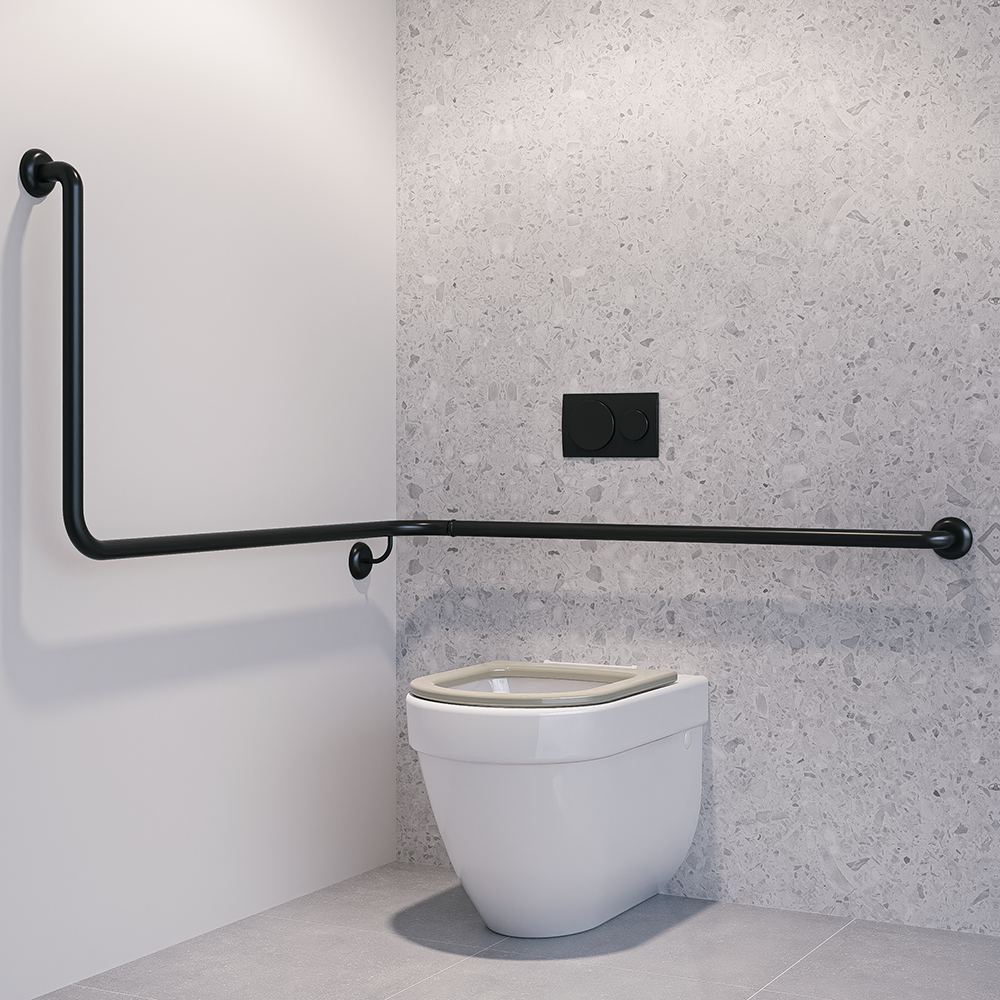 90° Flush Mount Wrap Around Modular Grab Rail RH in Designer Black - MLR116MOD_DESIGNER