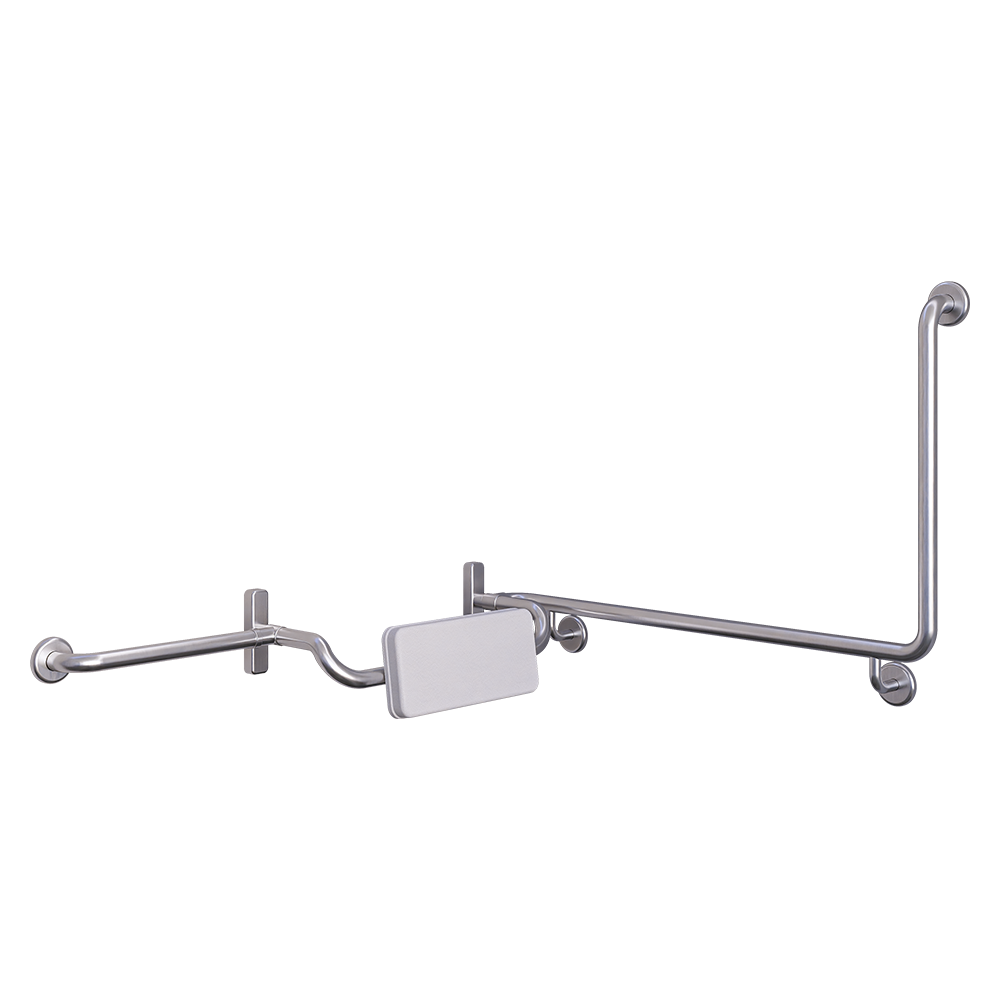 90° Grab Rail & Curved Backrest Set LH in Satin Stainless Steel - MLR120LH_SET