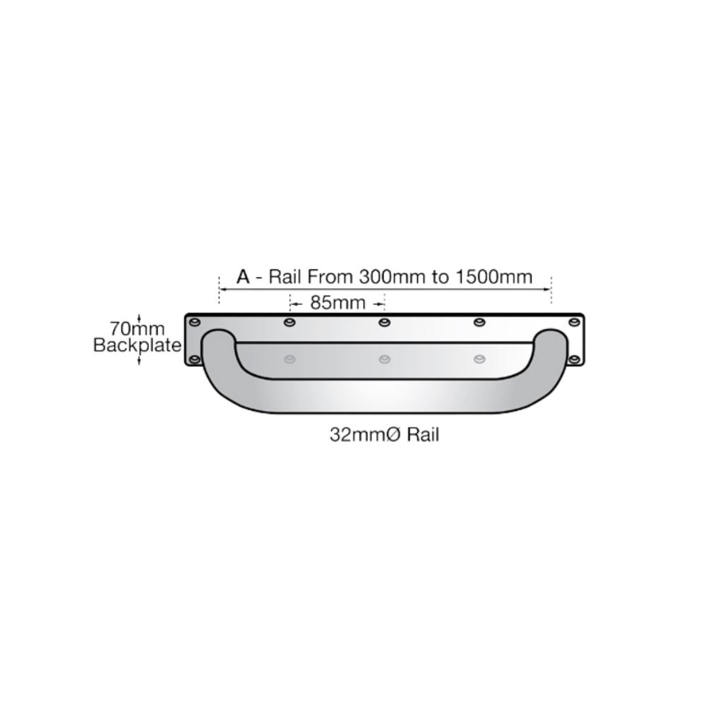 450mm Anti-Ligature Straight Grab Rail in Satin Stainless Steel - MLR330_AL
