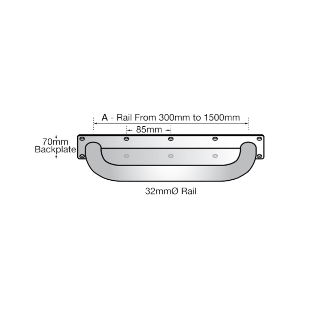 1500mm Anti-Ligature Straight Grab Rail in Satin Stainless Steel - MLR336_AL