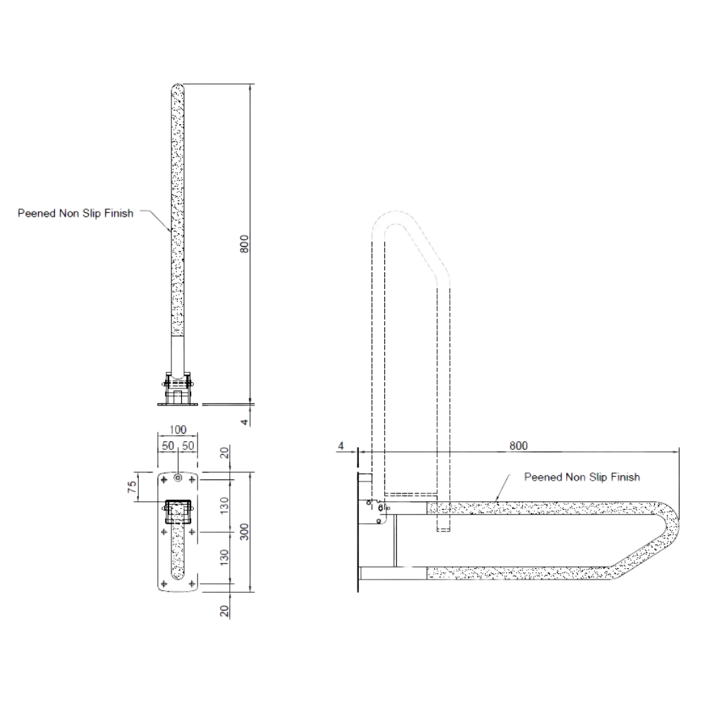 Click-Lock Pull Down Grab Rail in Polished Stainless Steel - MLR55_PSS
