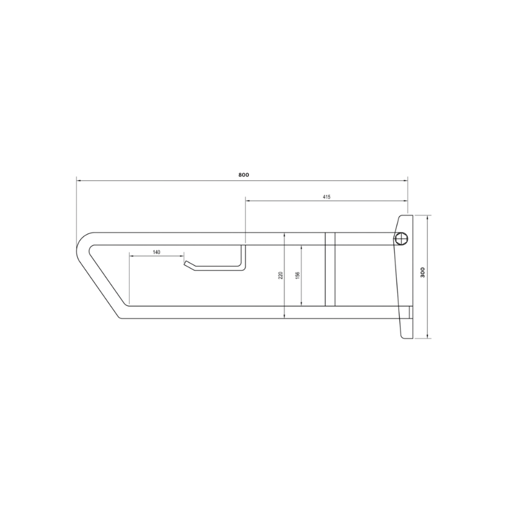 Pull Down Grab Rail with Toilet Roll Holder - Peened - MLR55_TPH_PEEN