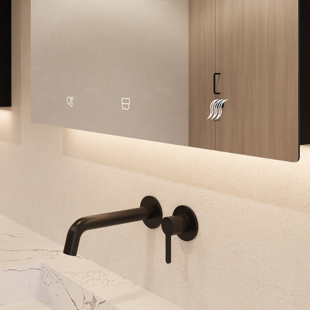 Integrated Mirror Cabinet (Includes Hand Dryer, Soap Dispenser & Paper Towel Dispenser) in Designer Black - ML_IMC3_LUX