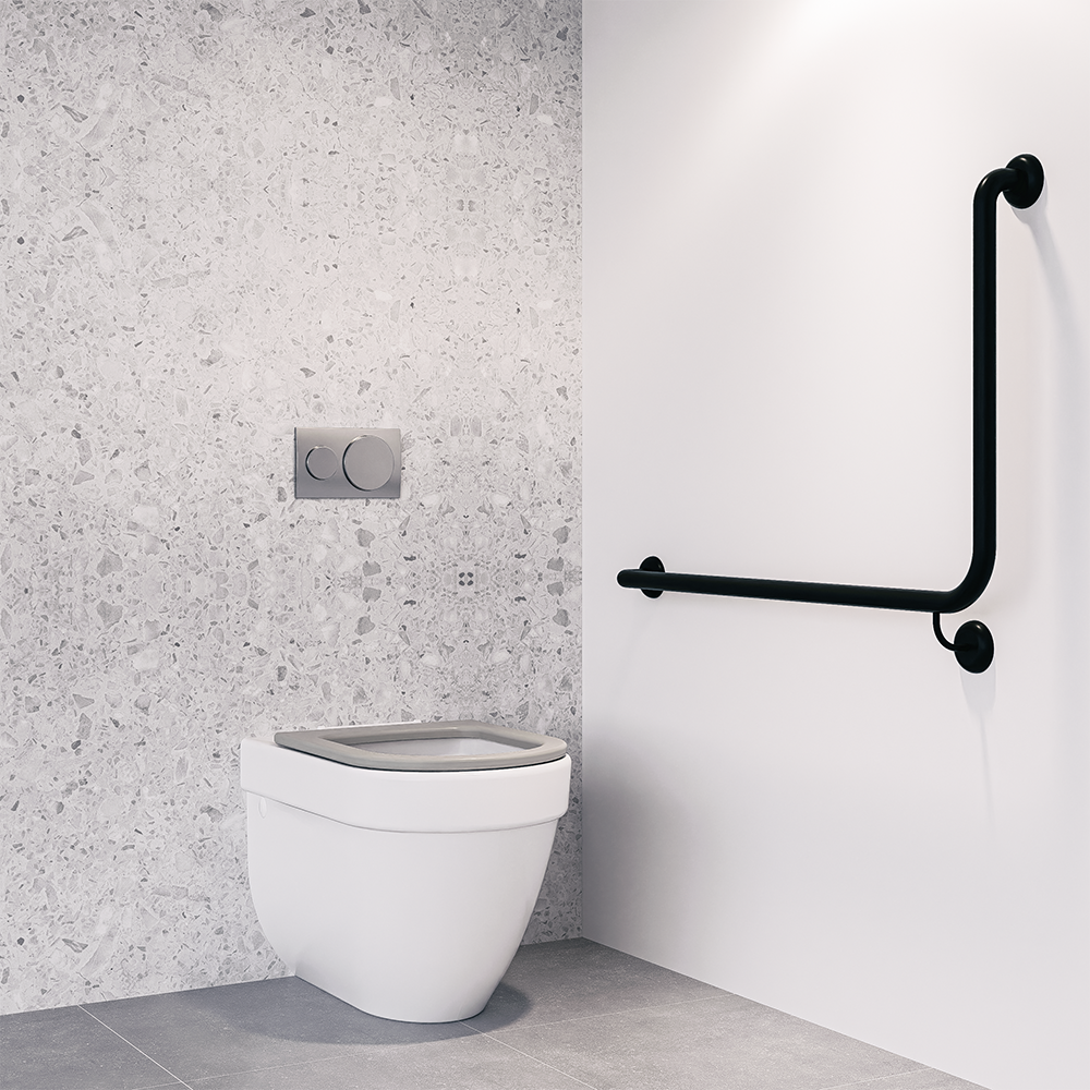 90° Flush Mount Side Wall LH Grab Rail in Designer Black - MLR103X_DESIGNER