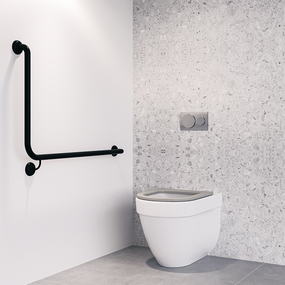90° Flush Mount Side Wall RH Grab Rail in Designer Black - MLR104X_DESIGNER