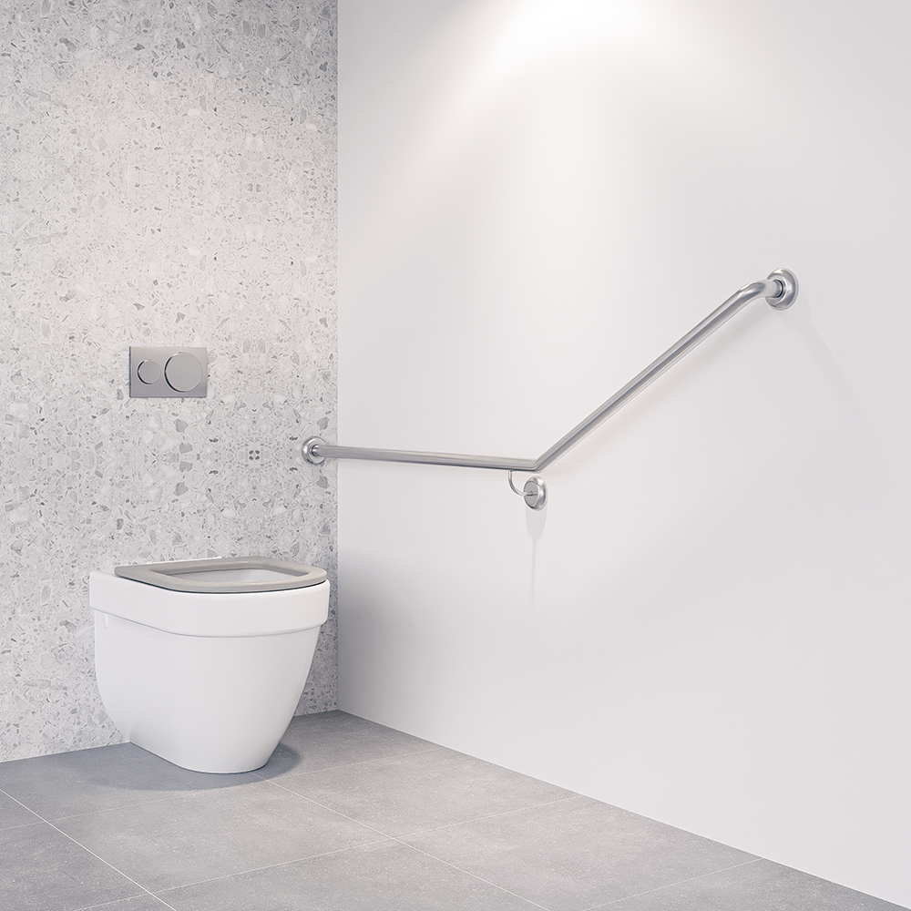 30° Flush Mount Rear/Side Wall LH Grab Rail in Satin Stainless Steel - MLR105X_SS