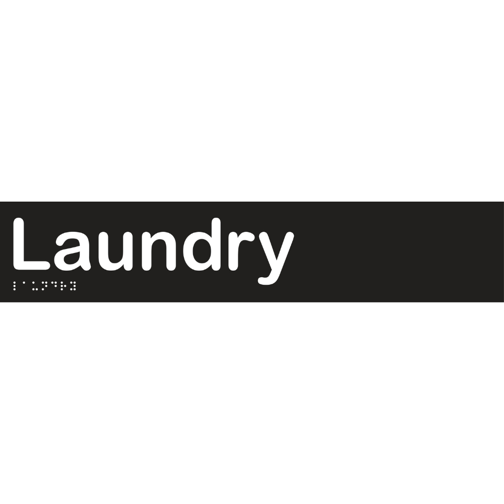 Laundry Braille Sign in Designer Black Vinyl - MLS16056_BLK