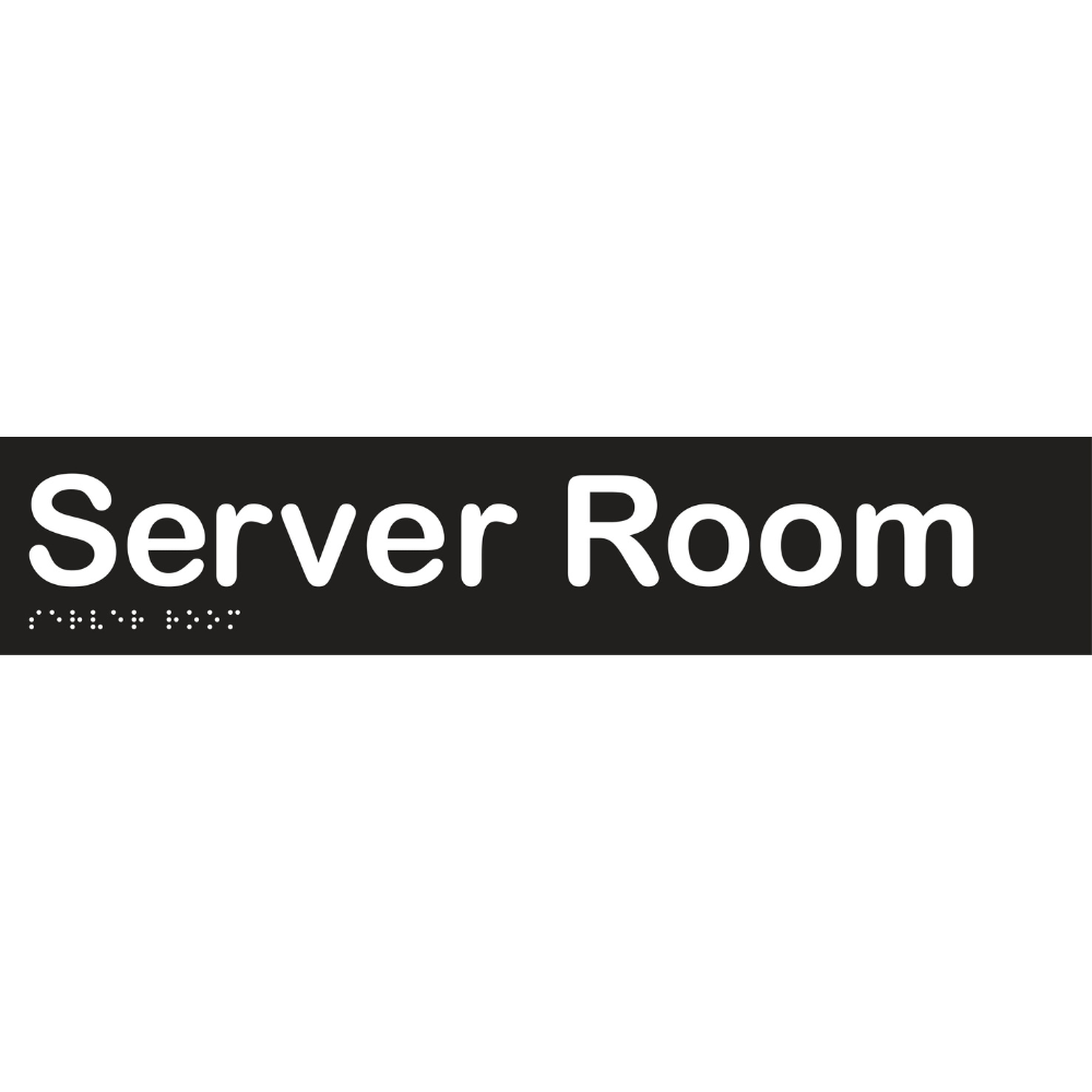 Server Room Braille Sign in Designer Black Vinyl - MLS16058_BLK