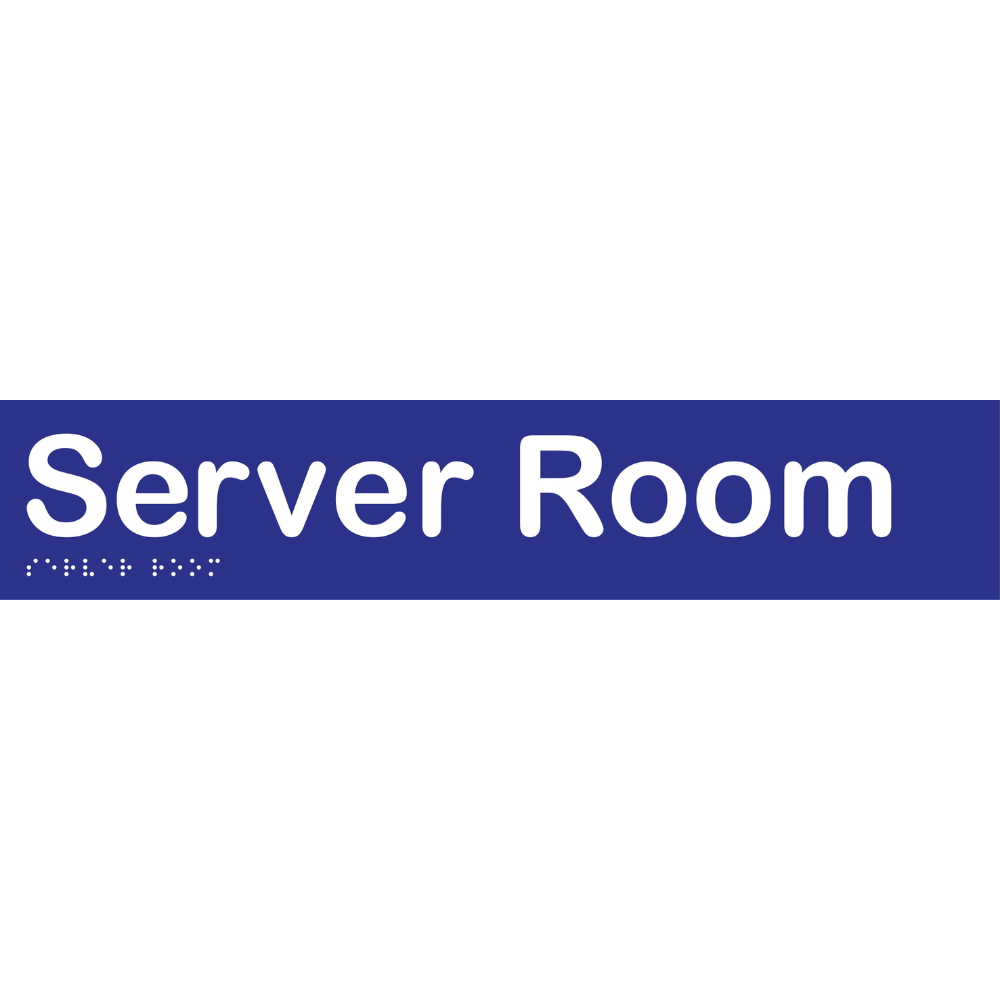 Server Room Braille Sign in Blue Vinyl - MLS16058_BLU