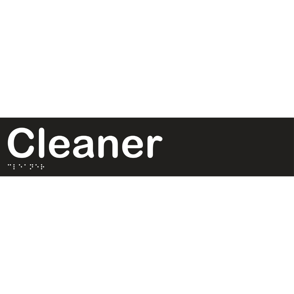 Cleaner Braille Sign in Designer Black Vinyl - MLS16091_BLK