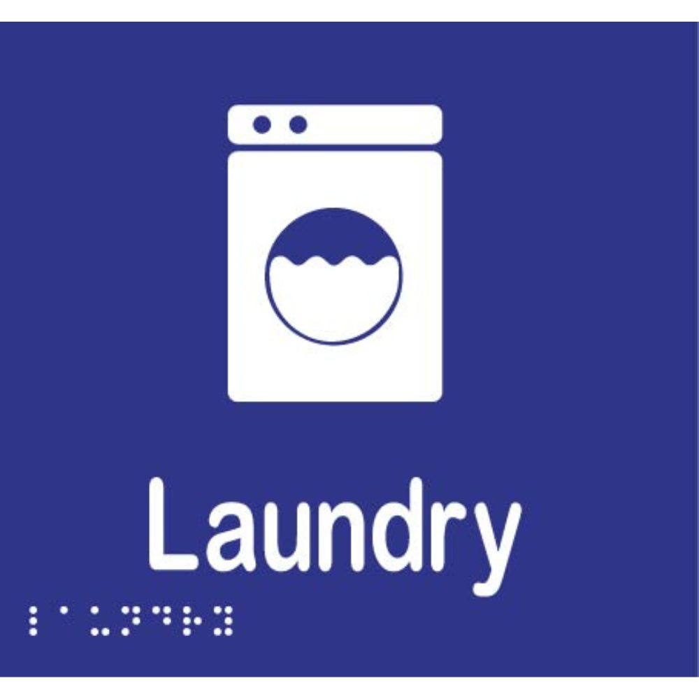 Laundry Braille Sign in Blue Vinyl - MLS16094_BLU