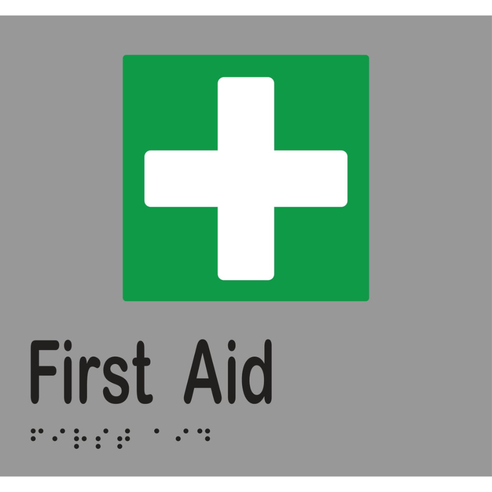 First Aid Braille Sign in Stainless Steel - MLS16095_SS