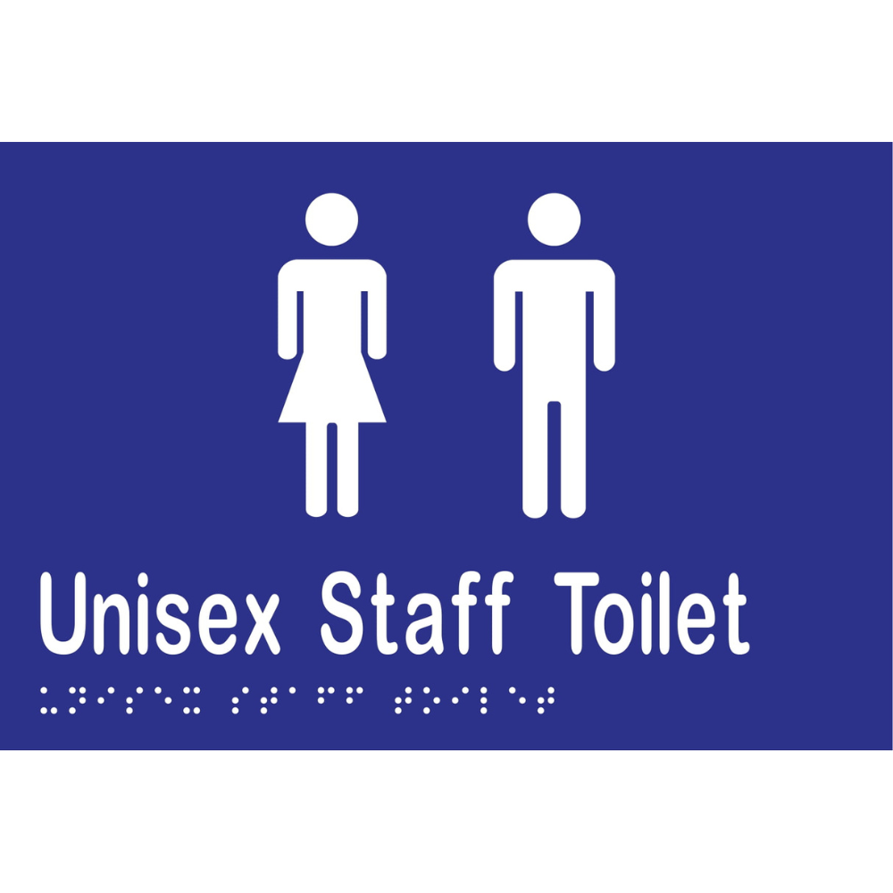 Unisex Staff Toilet Braille Sign in Blue Vinyl - MLS16214_BLU