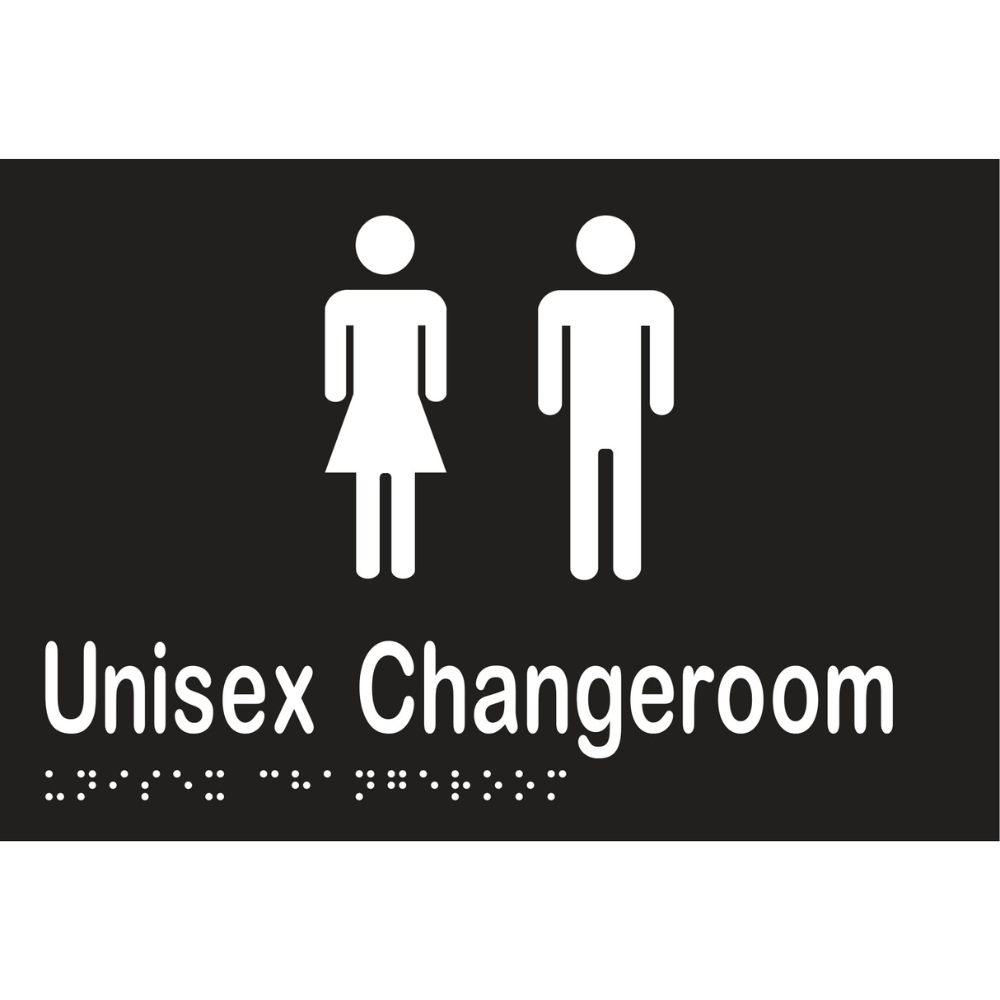 Unisex Changeroom Braille Sign in Designer Black Vinyl - MLS16215_BLK
