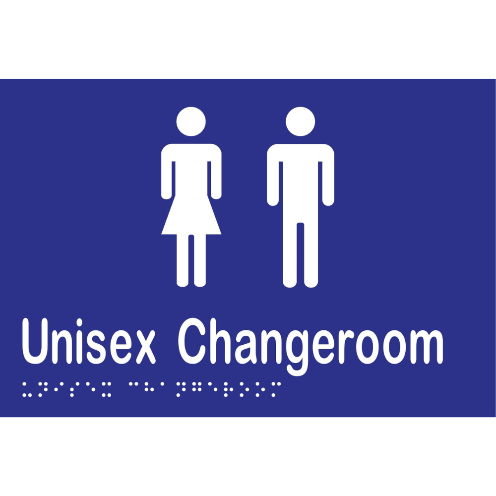 Unisex Changeroom Braille Sign in Blue Vinyl - MLS16215_BLU