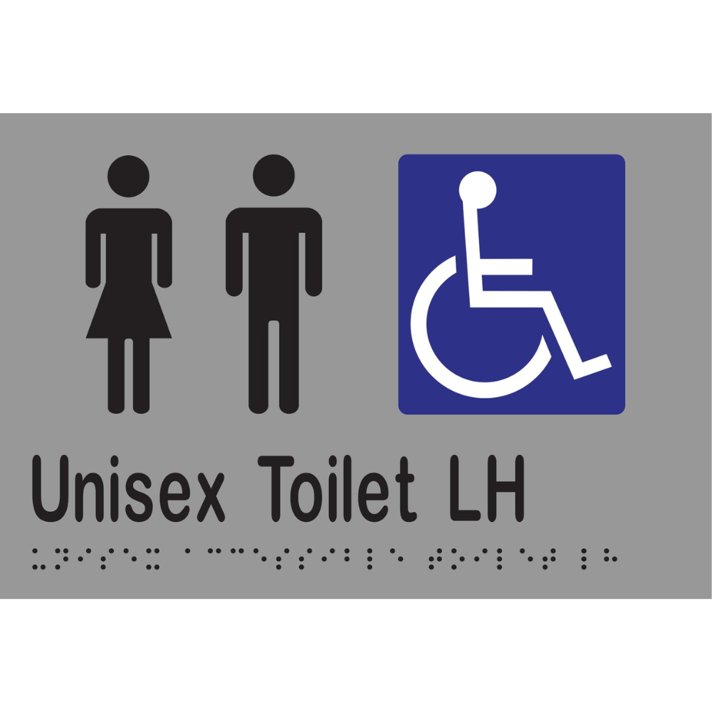 Unisex Accessible Toilet LH Braille Sign in Stainless Steel - MLS16222_SS